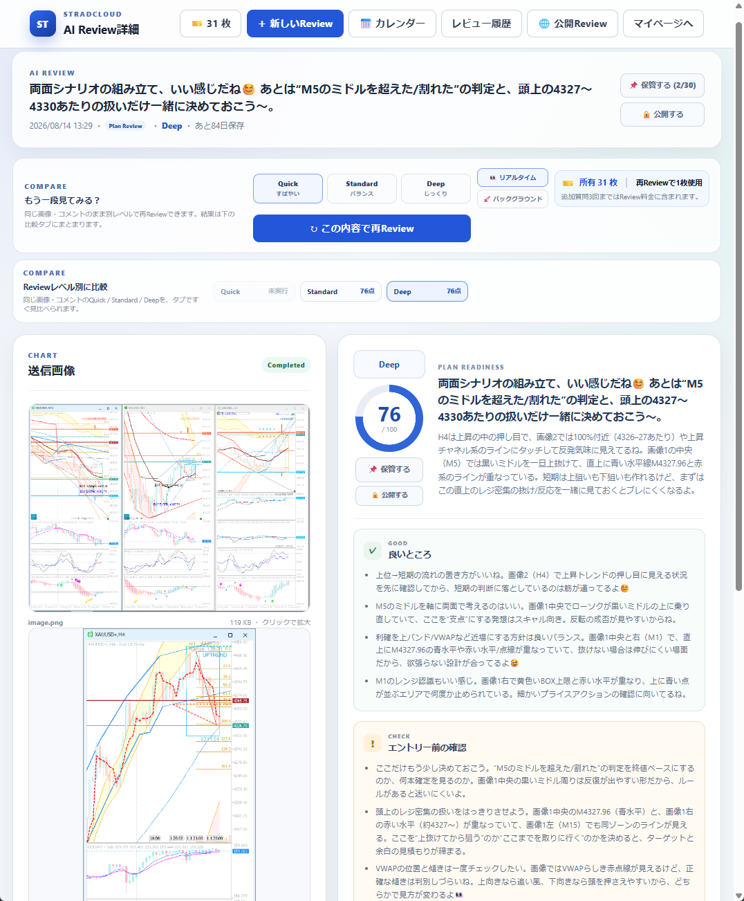 AI Reviewの画面